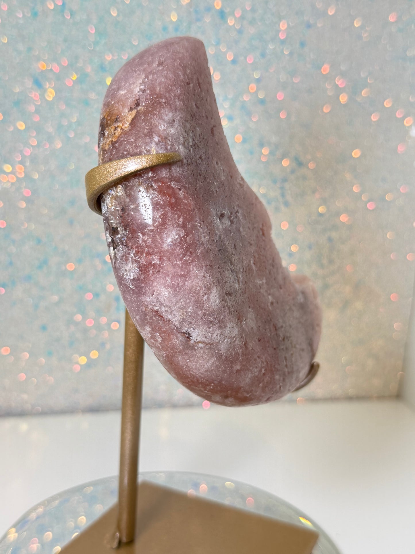 Pink Amethyst Moon Face With Stand