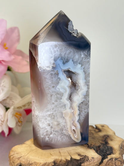 Large Druzy Agate Tower
