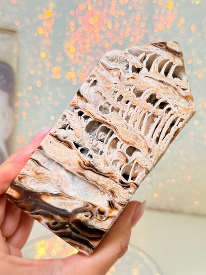 Large Chunky Chocolate Calcite Tower