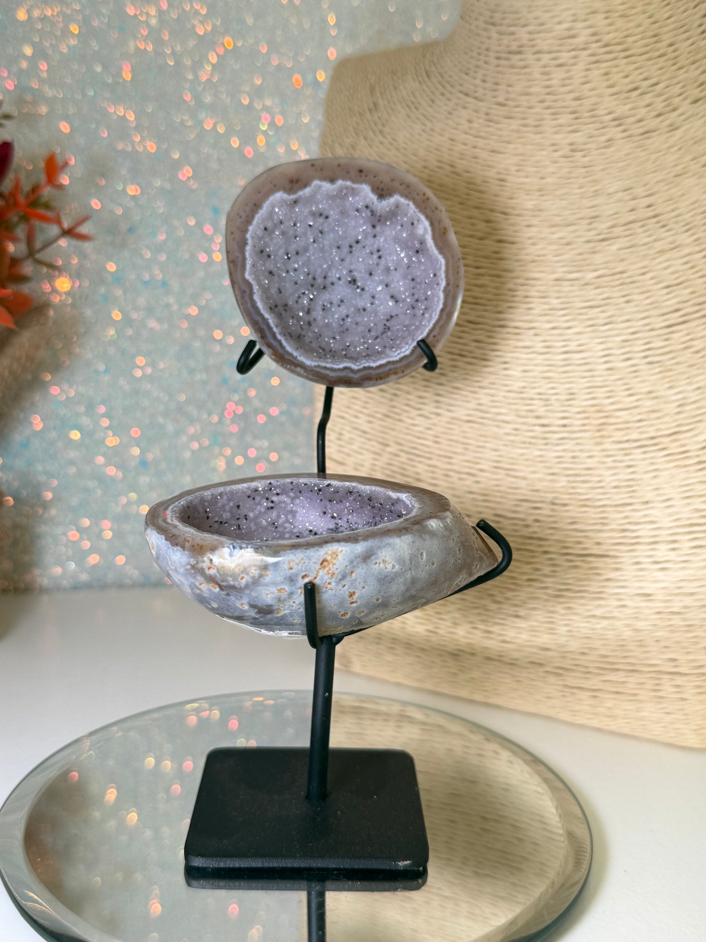 Brazilian Druzy Agate Geode Display Jewellery Box