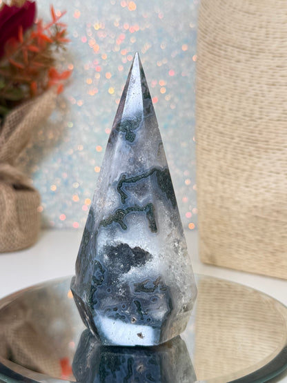 Moss Agate Diamond Point
