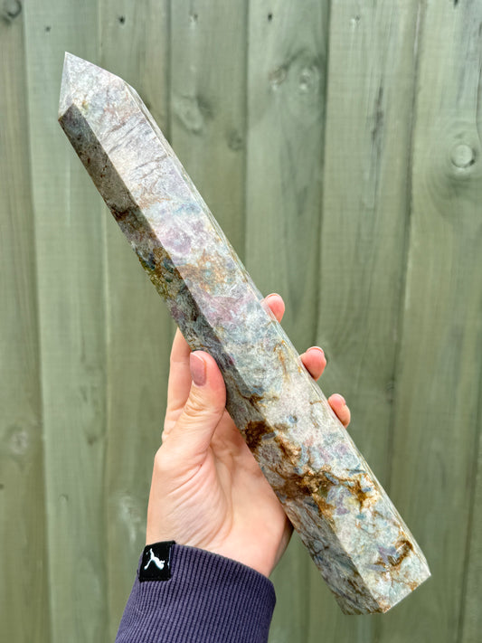 1.3kg Ruby In Kyanite / Iron Stained Quartz Point