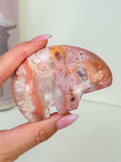 Pink Plume Agate Zuni Bear