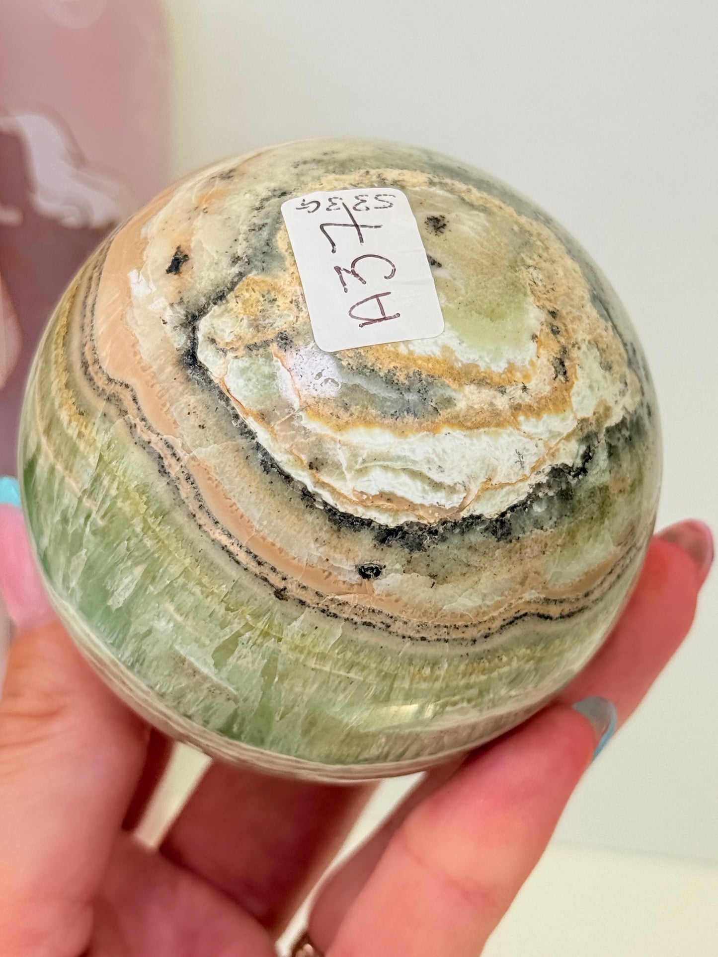 Kiwi Calcite Sphere