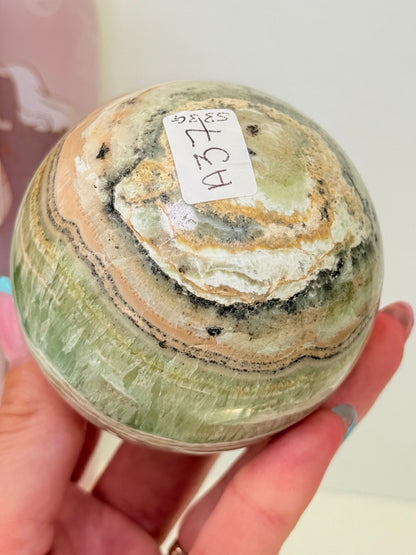 Kiwi Calcite Sphere