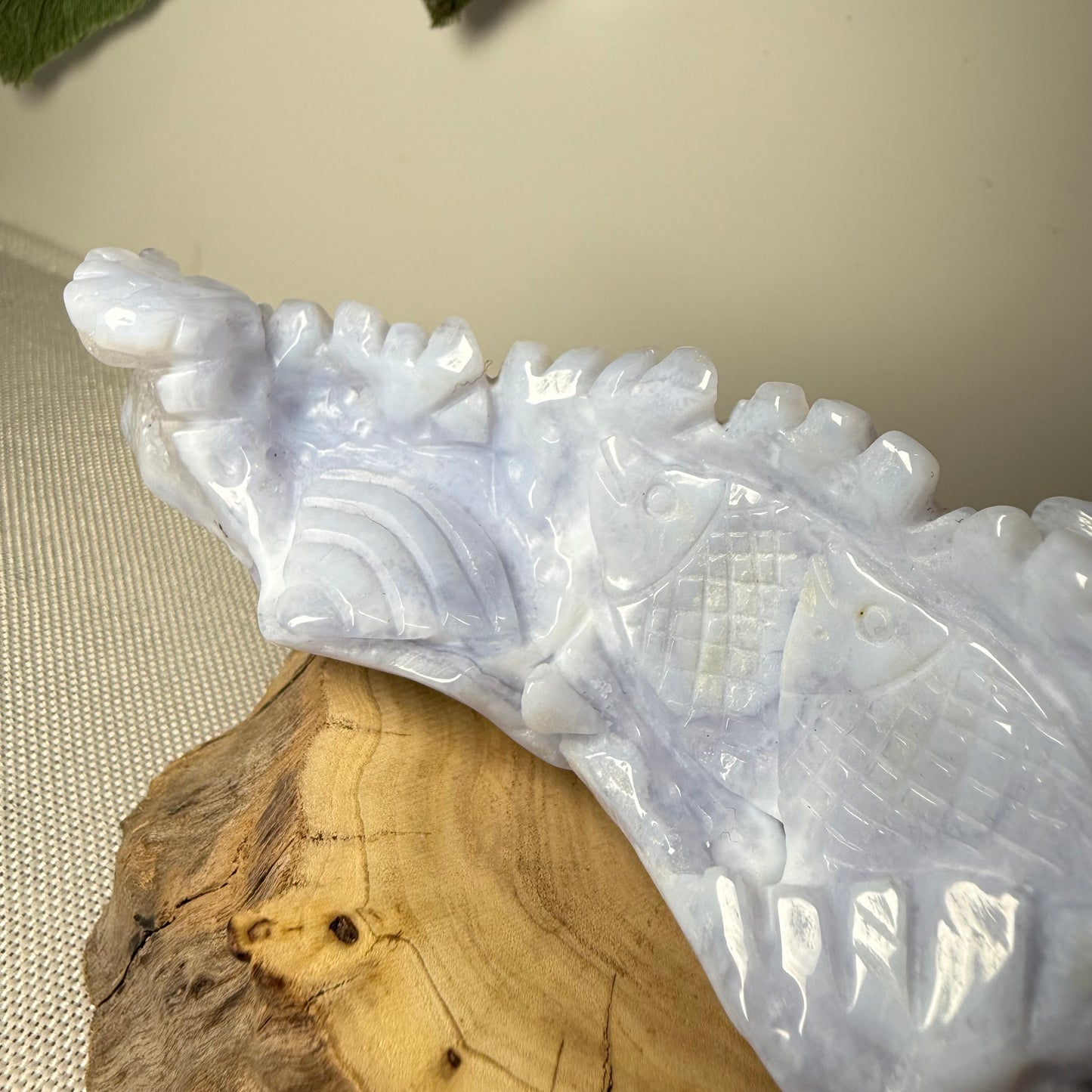 Blue Lace Agate Sea Theme Carving