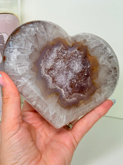 Large Brazilian Agate Heart With Stand