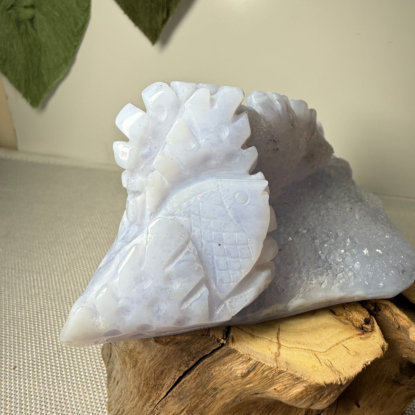 Blue Lace Agate Sea Theme Carving