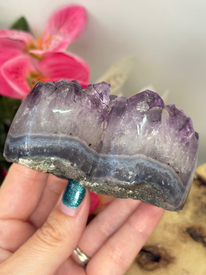 Chunky Amethyst In Agate Cluster Heart