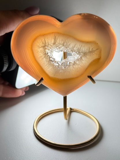 Brazilian Agate Heart With Stand