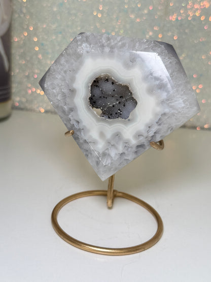 Brazilian Agate Diamond On Stand
