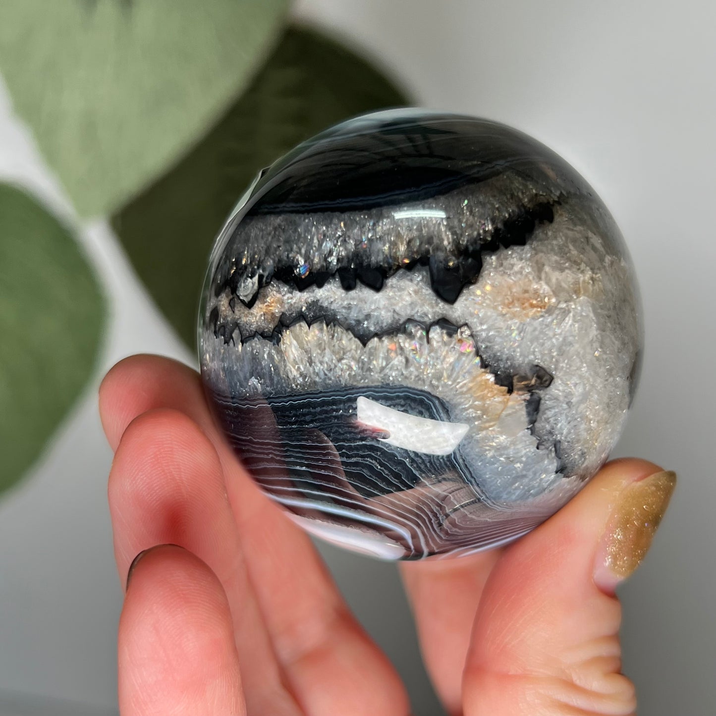 Black Banded Agate Sphere