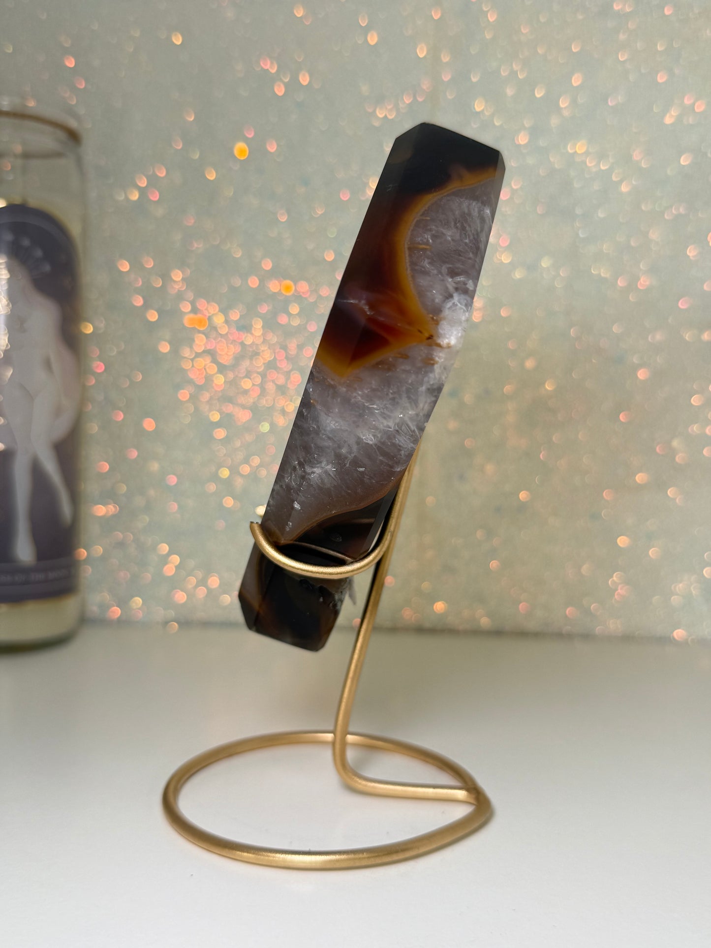 Brazilian Agate Diamond On Stand