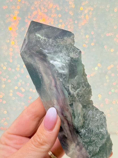 Fluorite Tower With Raw Edge