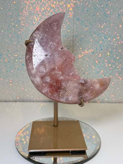 Pink Amethyst Moon Face With Stand