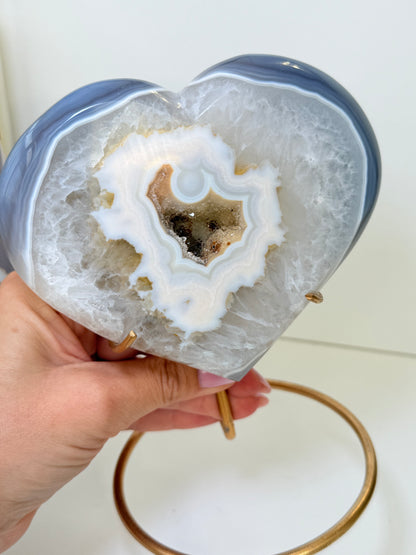 Brazilian Agate Heart On Stand