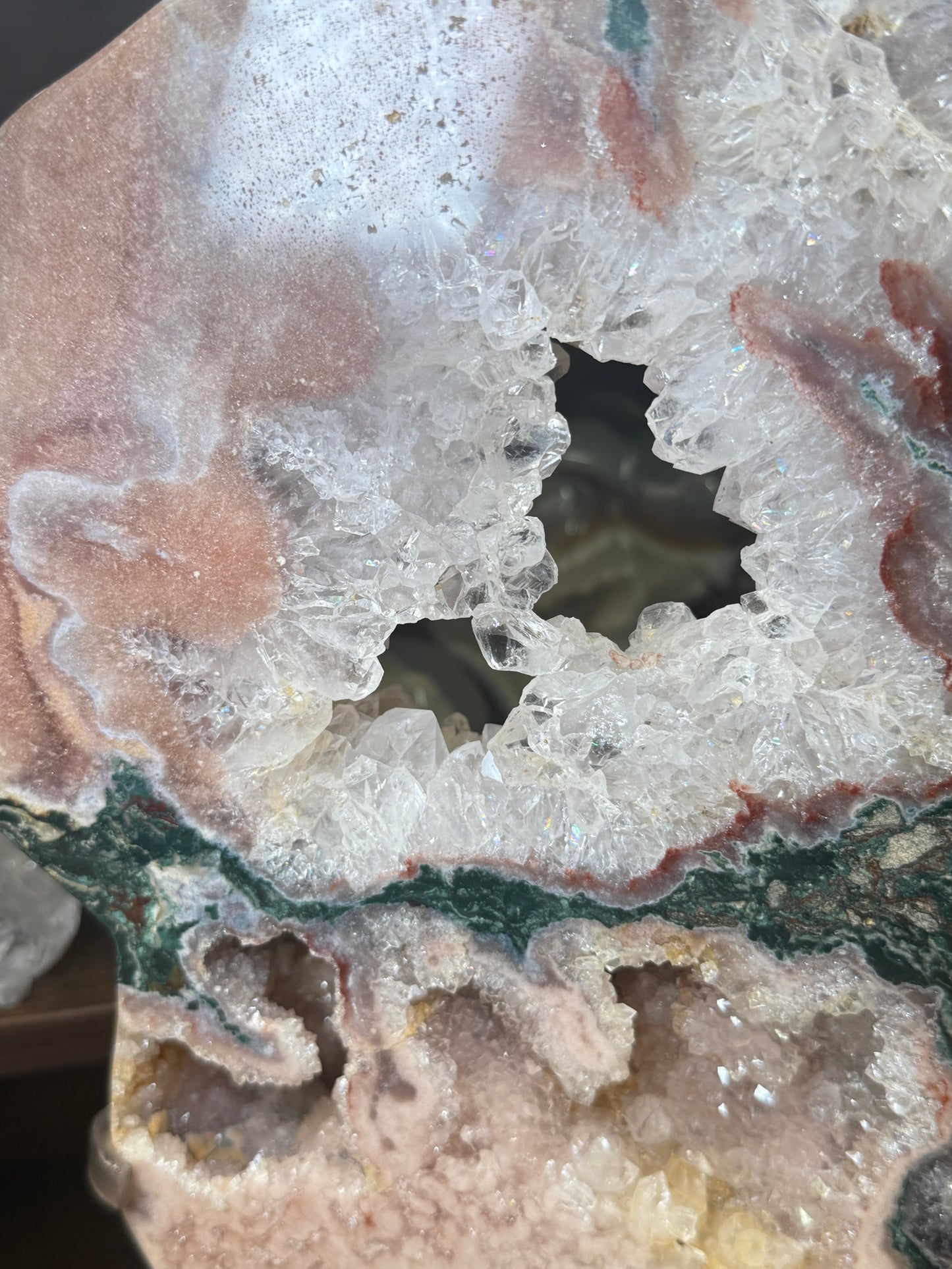 XL Pink Amethyst Slab on Rotating Stand