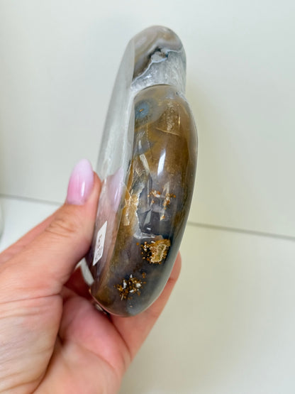 Brazilian Agate Heart With Stand