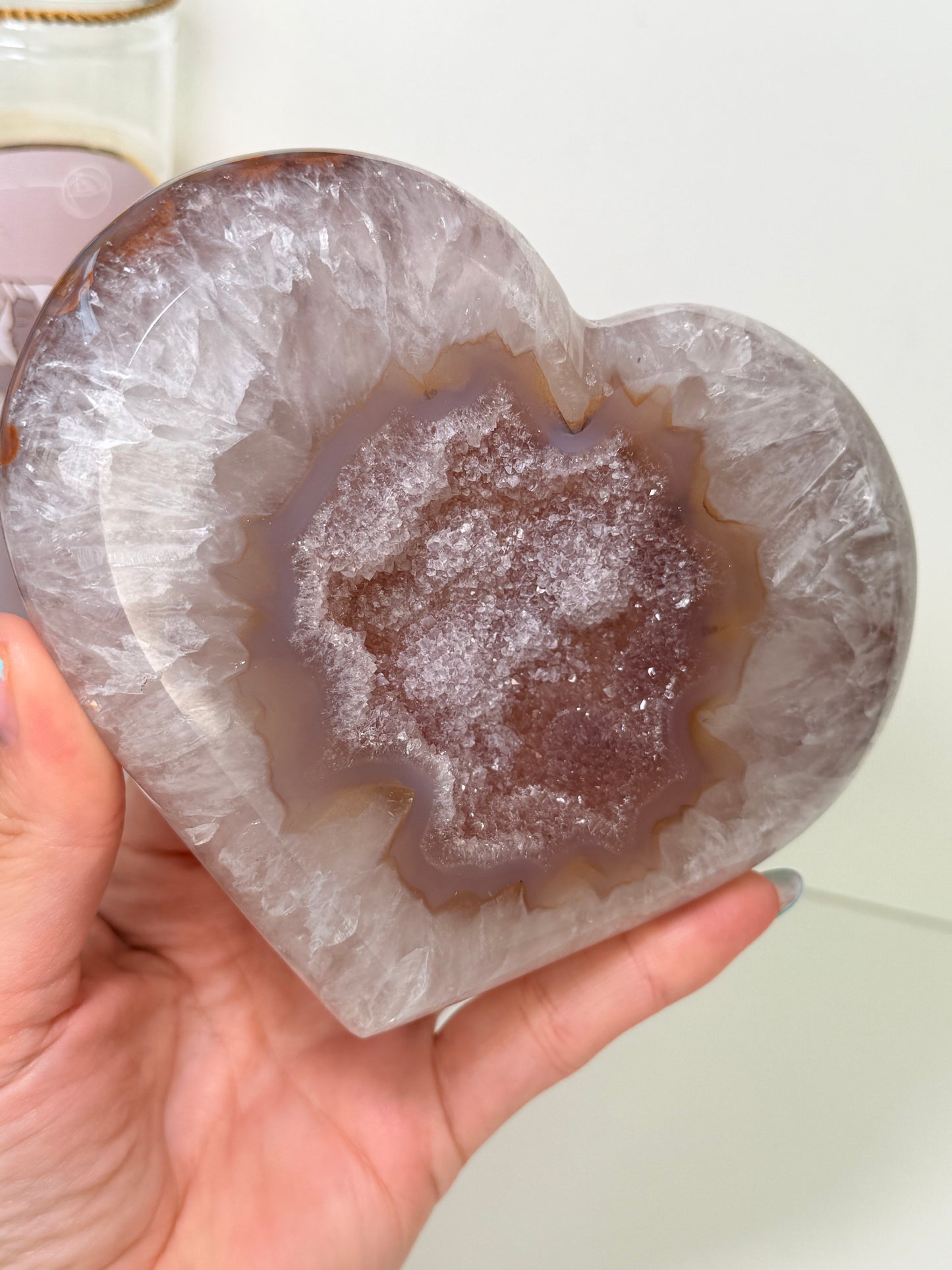Large Brazilian Agate Heart With Stand
