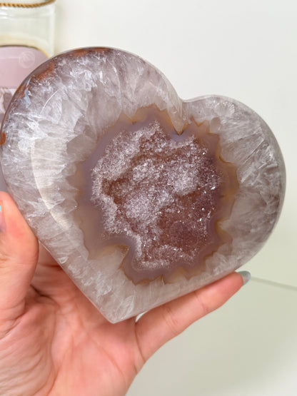 Large Brazilian Agate Heart With Stand