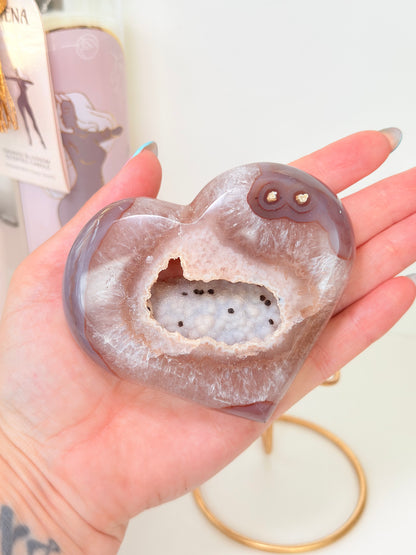 Brazilian Agate Heart On Stand
