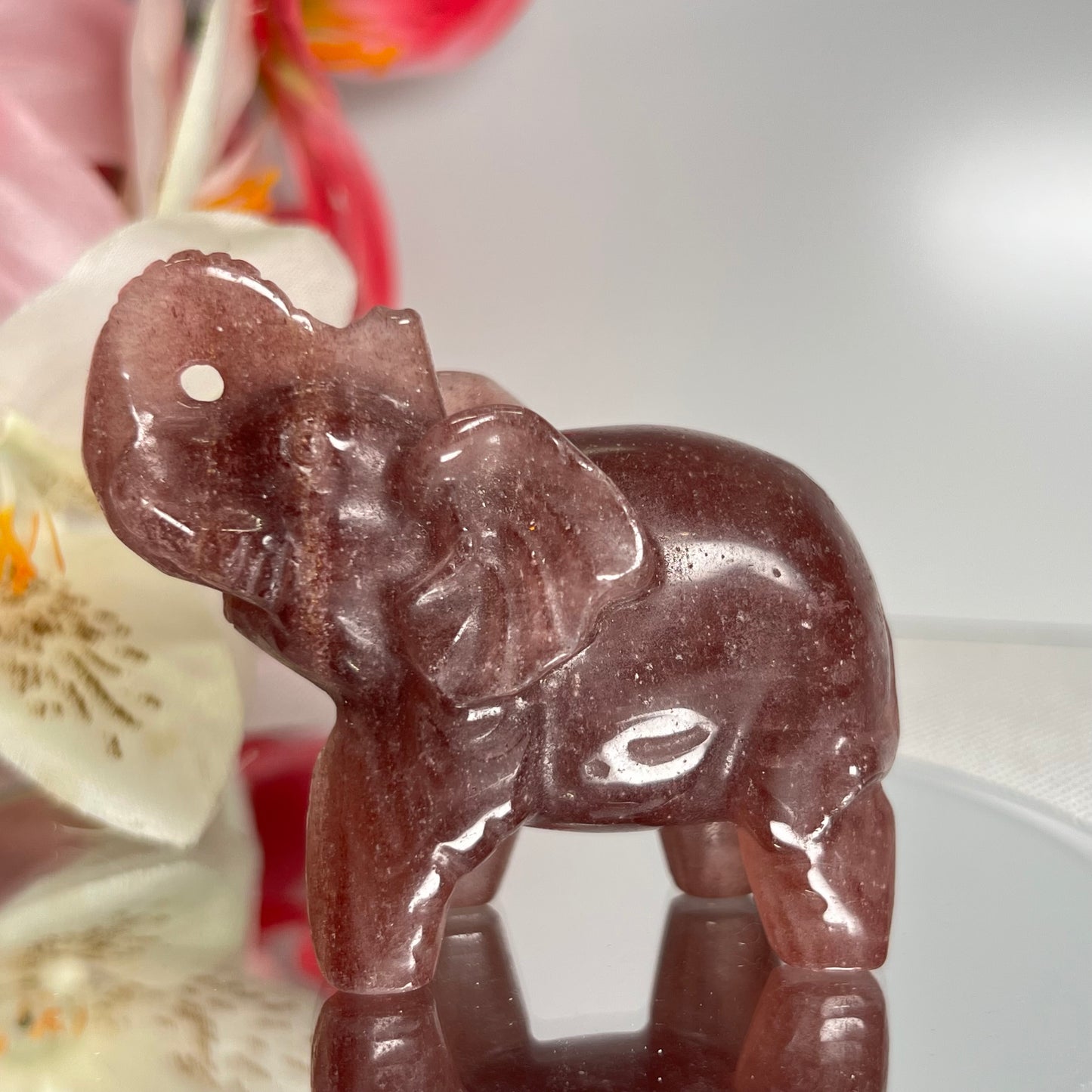 Strawberry Quartz Elephant