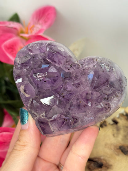 Chunky Amethyst In Agate Cluster Heart