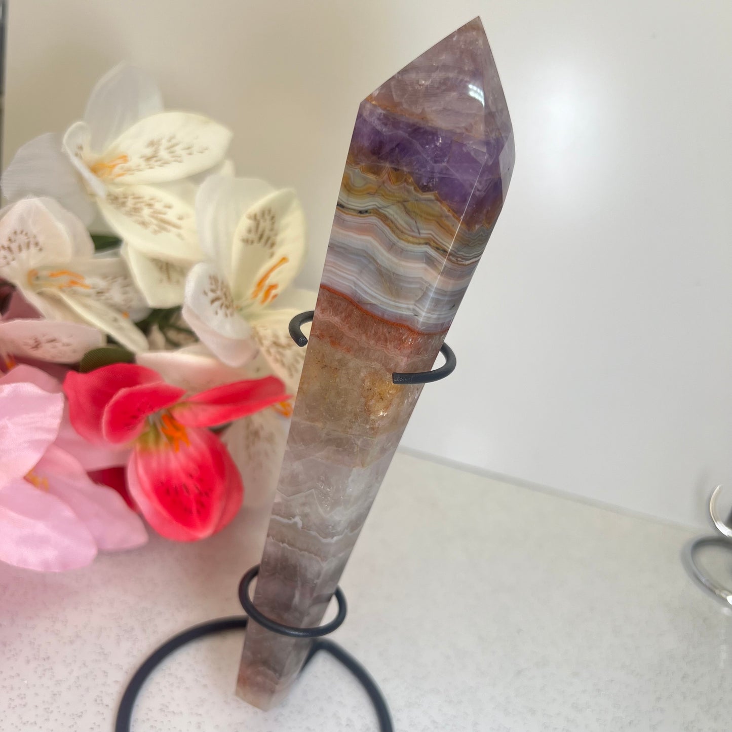 Mexican Agate x Amethyst Wand