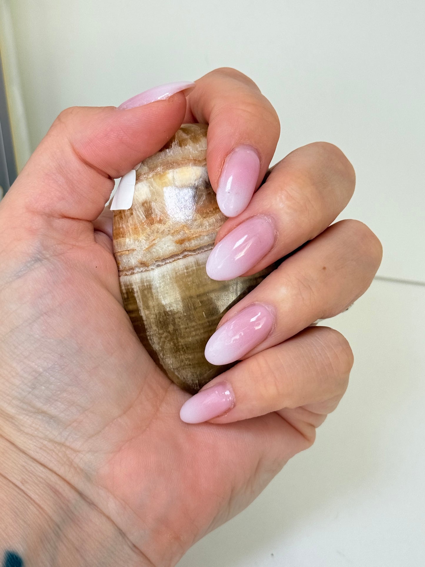 Banded Honey Calcite Palm Stone