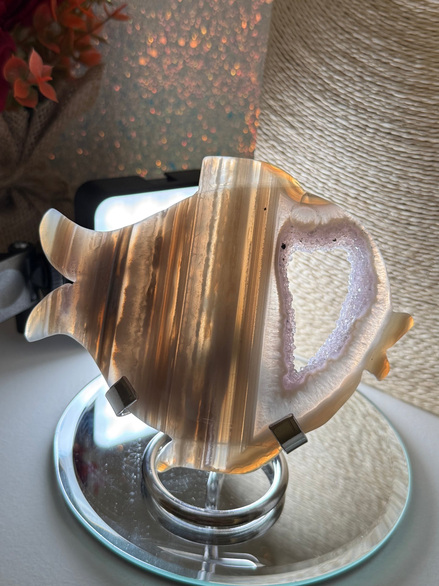 Druzy Agate Fish With Stand