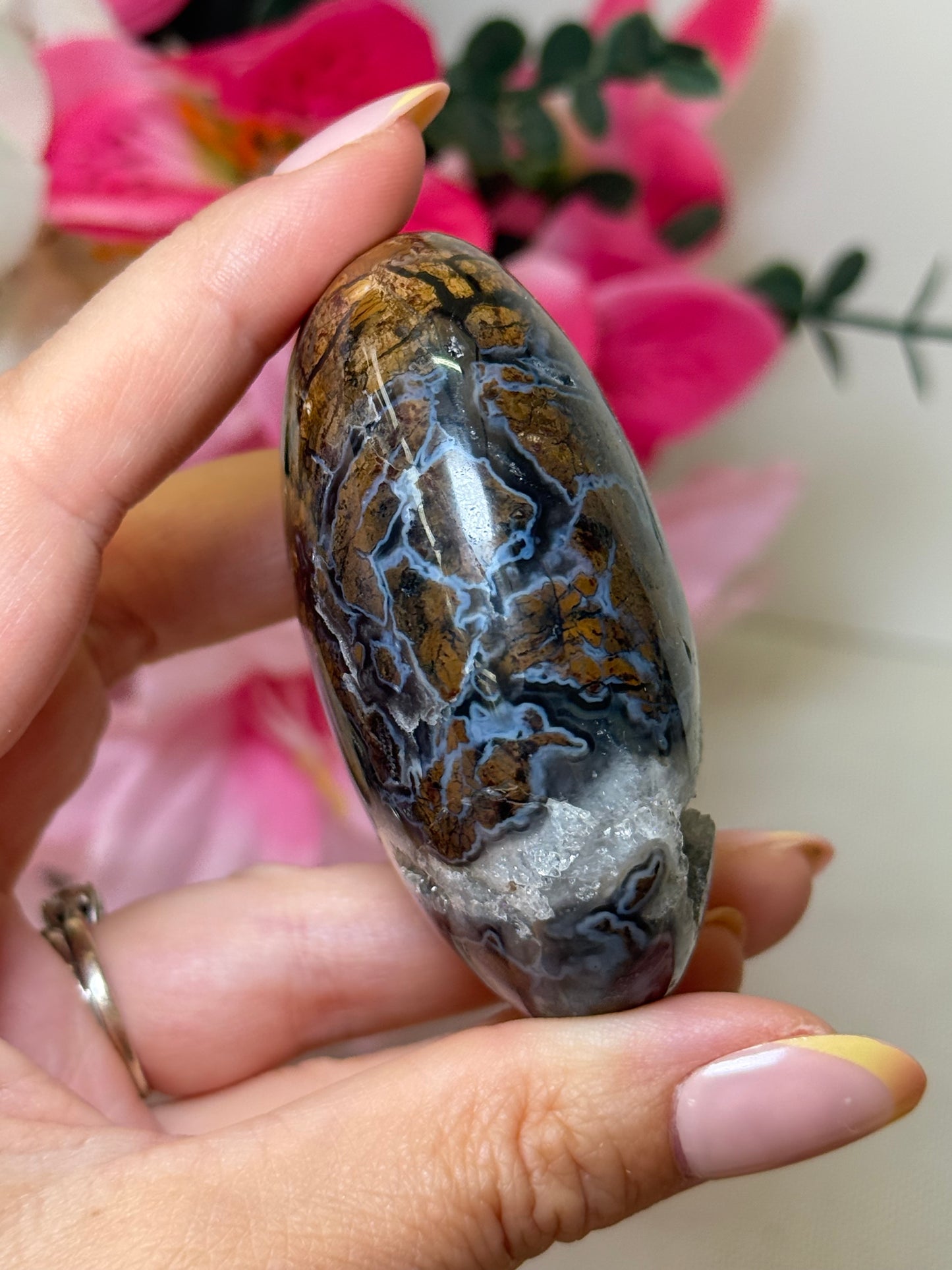 Brecciated Jasper Druzy Palm Stone