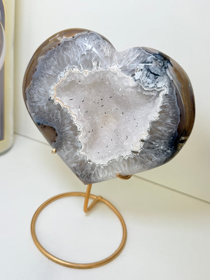 Brazilian Agate Heart With Stand
