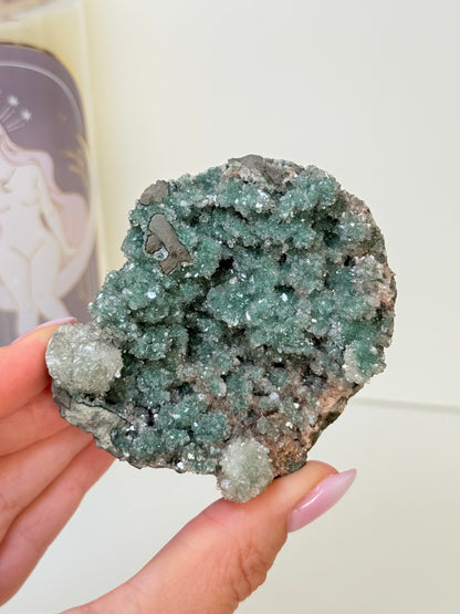 Calcite Coated Green Heulandite