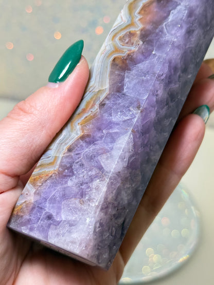 Amethyst / Mexican Lace Agate Large Point