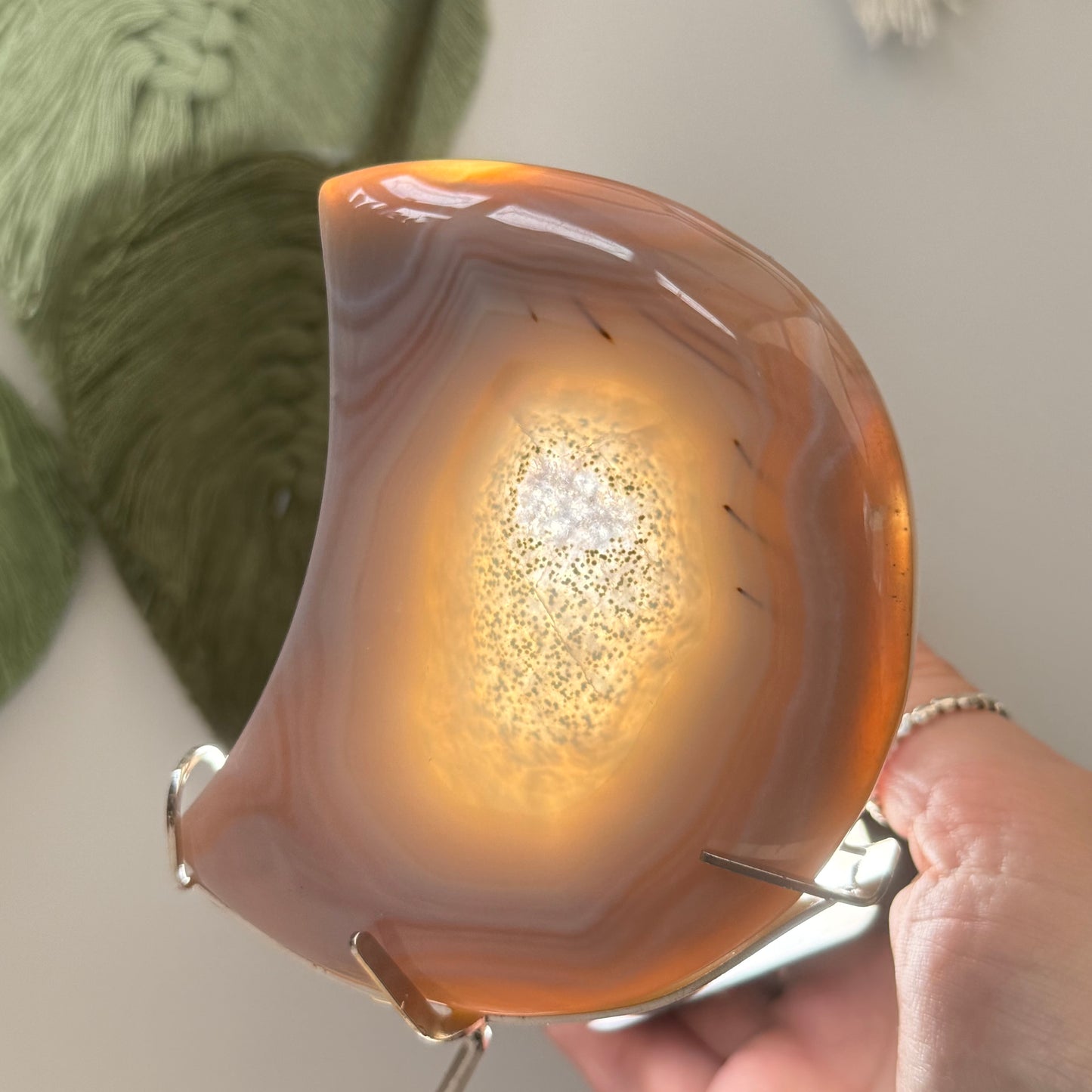 Druzy Agate Moon on Stand
