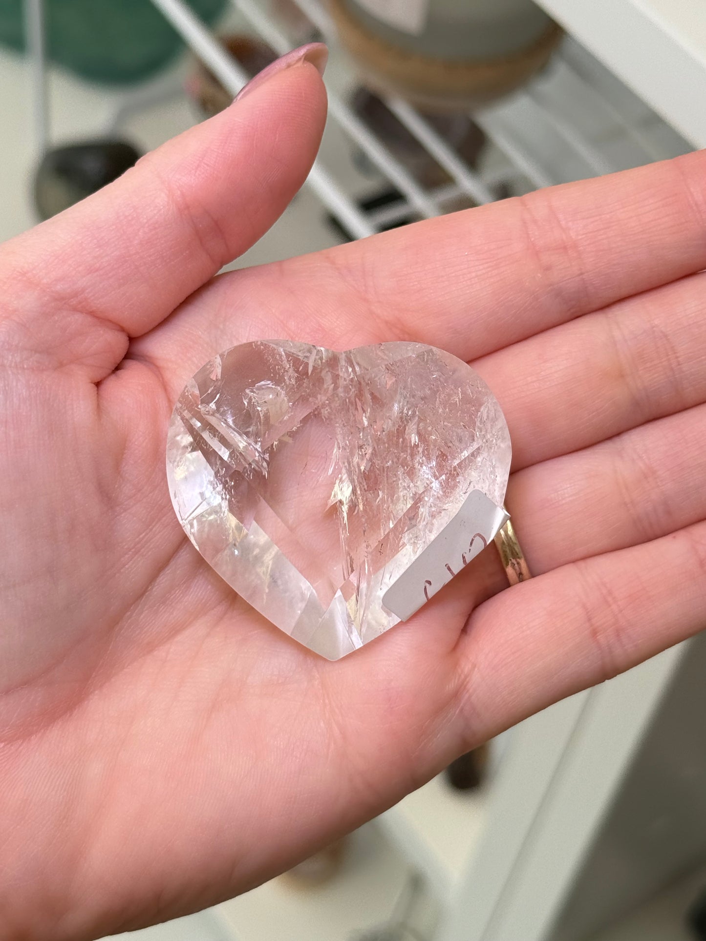Faceted Clear Quartz Heart