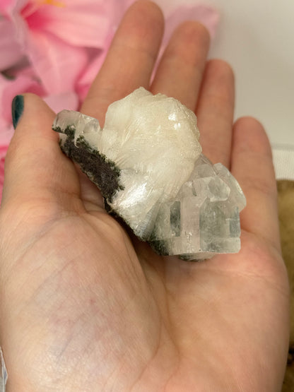 Part Green Apophyllite With Stilbite