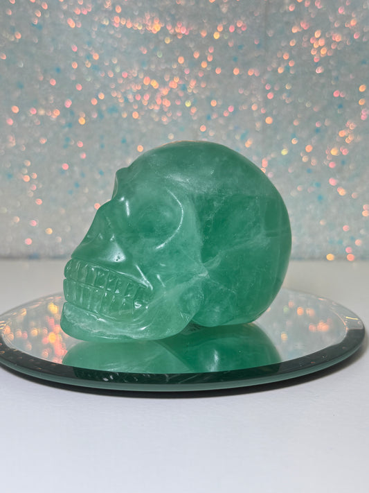 Green Fluorite Skull