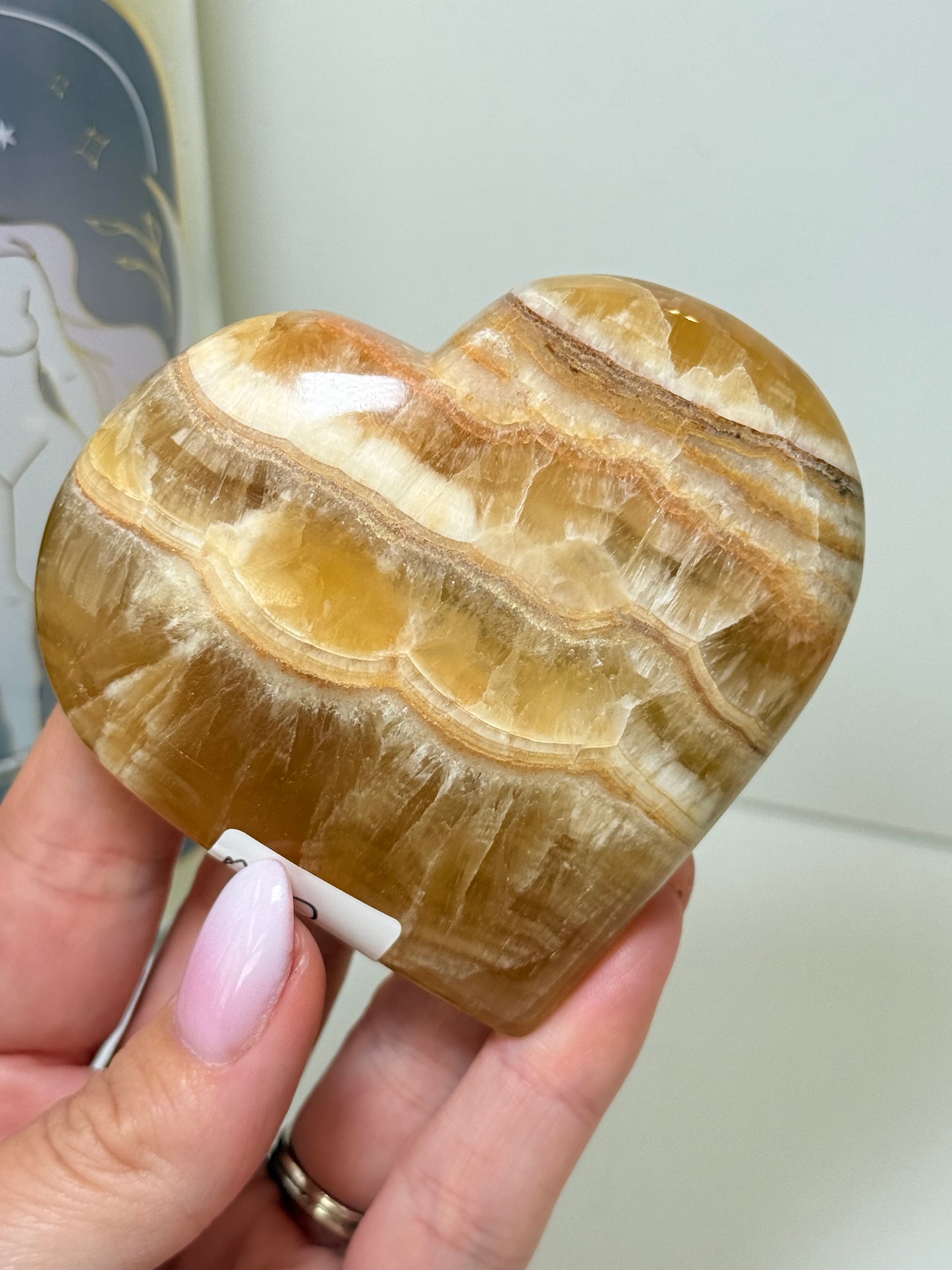 Banded Honey Calcite Heart