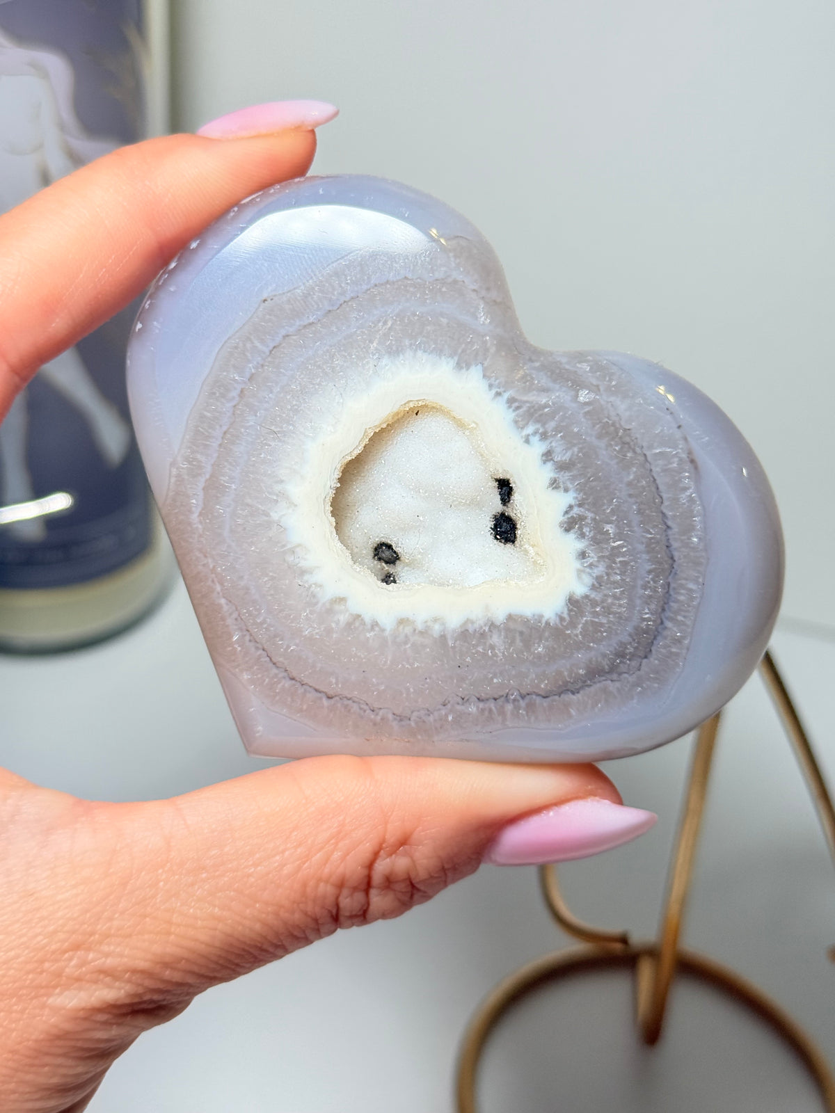 Brazilian Agate Heart With Stand