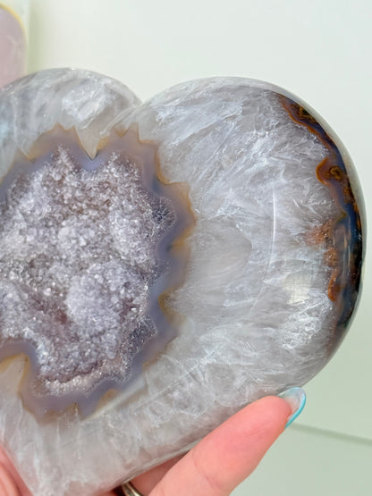Large Brazilian Agate Heart With Stand