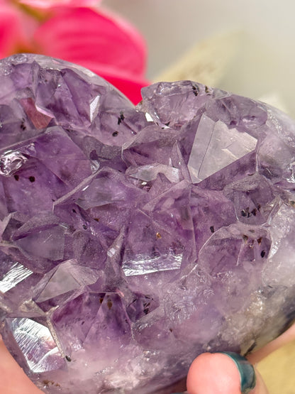 Chunky Amethyst In Agate Cluster Heart