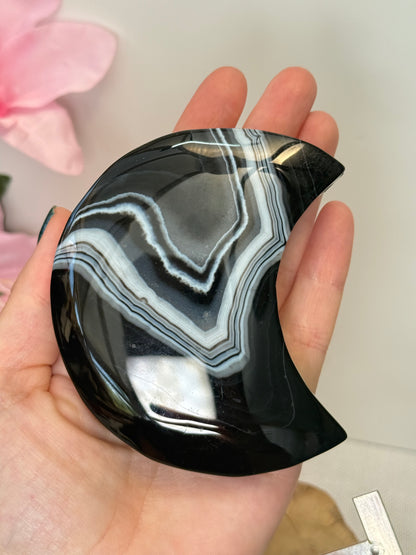 Black Banded Agate Moon
