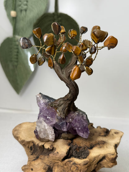 Amethyst Cluster Tigers Eye Chip Tree