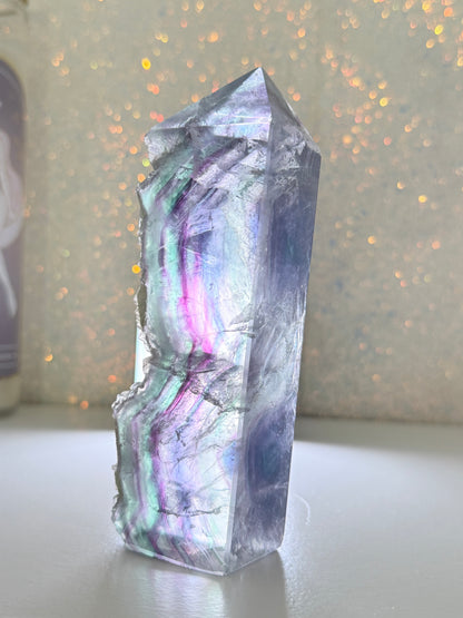 Fluorite Tower With Raw Edge