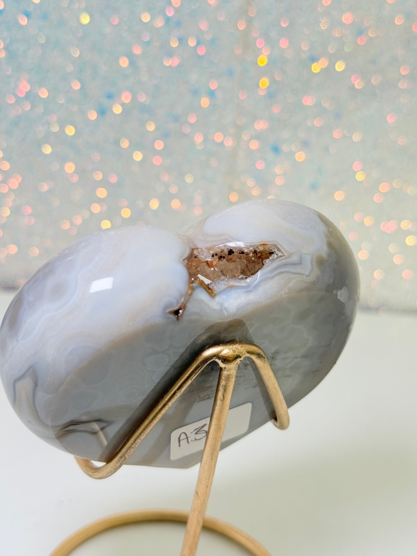 Brazilian Agate Heart On Stand