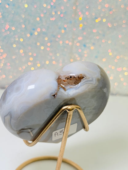 Brazilian Agate Heart On Stand
