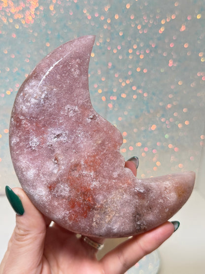 Pink Amethyst Moon Face With Stand
