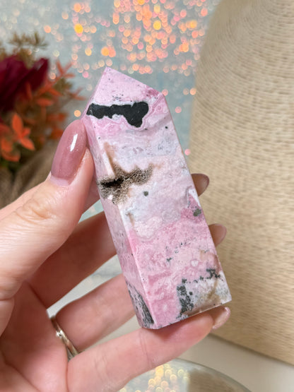 Peruvian Rhodonite Tower (With Quartz Clusters!)