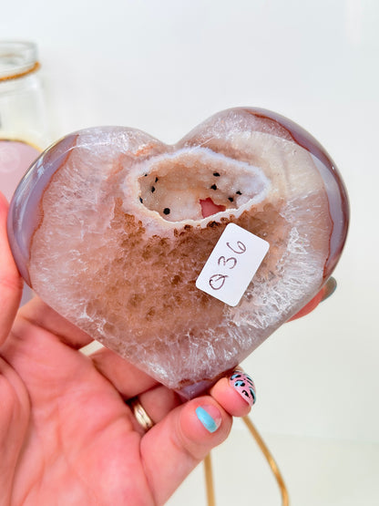 Brazilian Agate Heart On Stand